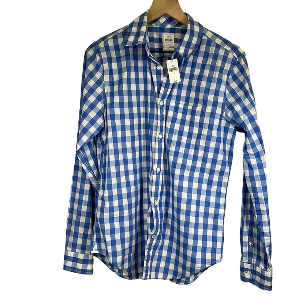 Gap Lived-In Light Blue Pattern Dress Shirt Small NEW